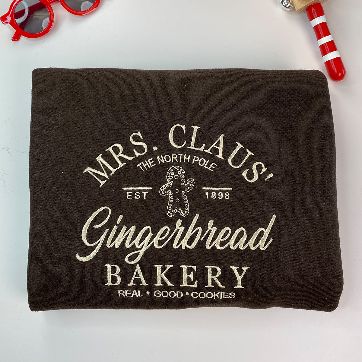 Custom Embroidered Gingerbread Bakery Sweatshirt Hoodie, Heartwarming for Christmas