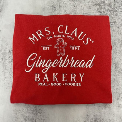 Custom Embroidered Gingerbread Bakery Sweatshirt Hoodie, Heartwarming for Christmas