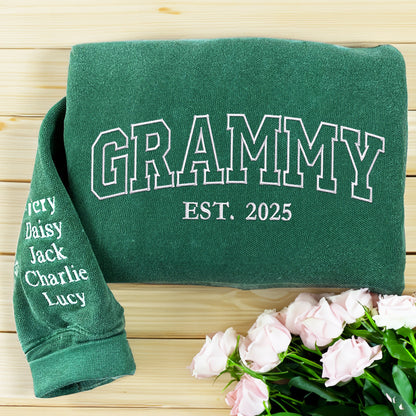 Custom Embroidered Grammy Sweatshirt with Grandkids Names