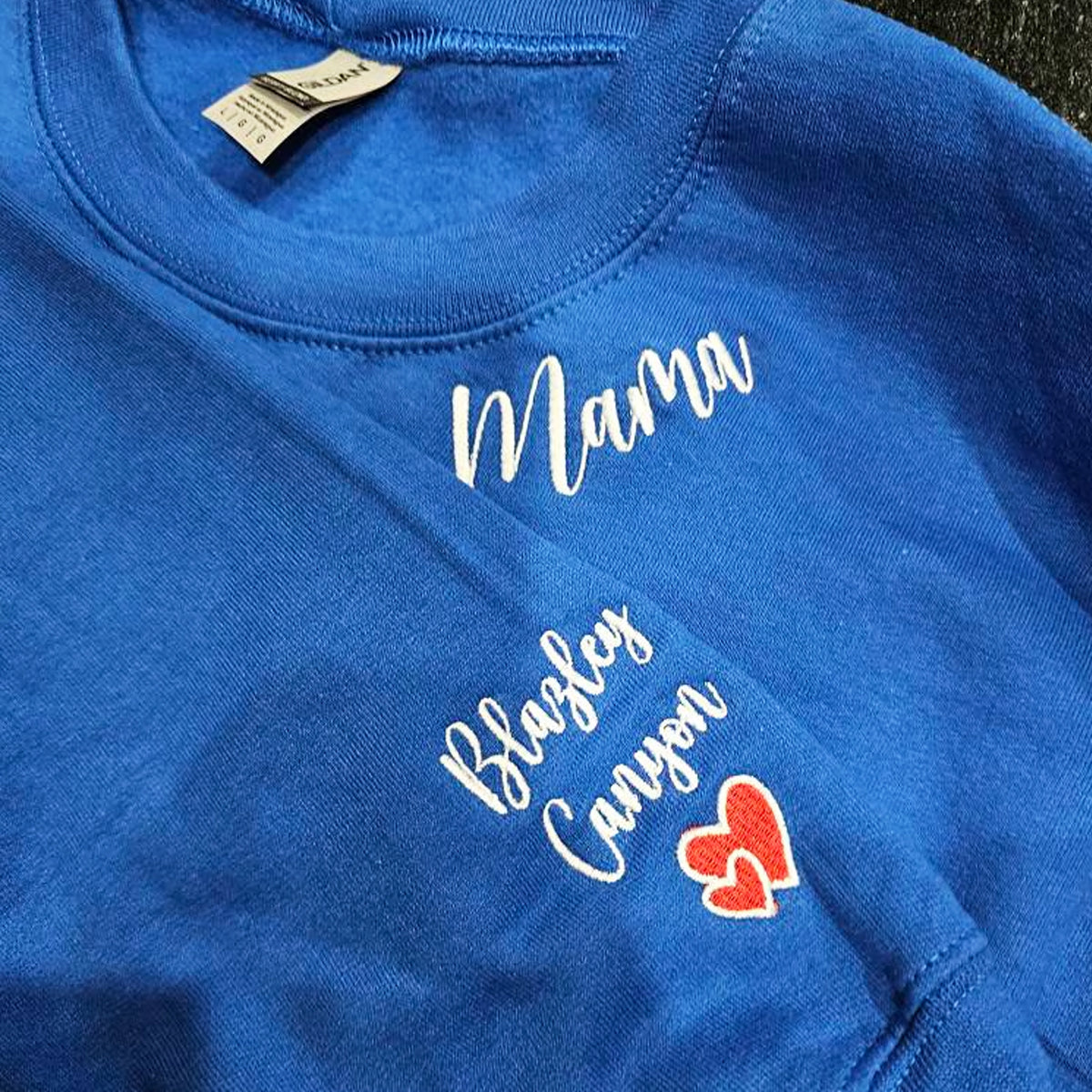 Custom Embroidered Grandma Sweatshirt Hoodie with Kid's Name on Sleeve