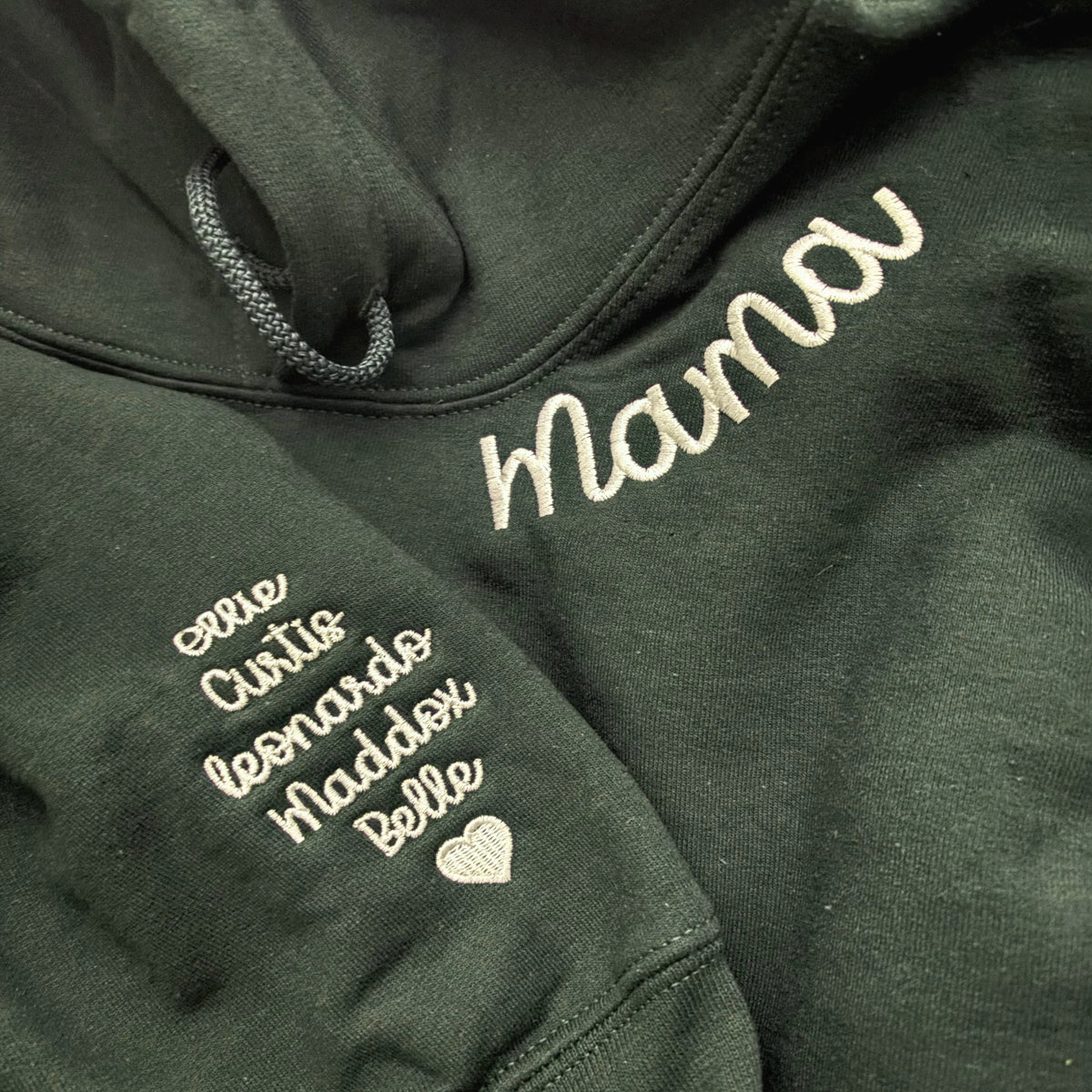 Custom Embroidered Grandma Sweatshirt Hoodie with Kid's Name on Sleeve