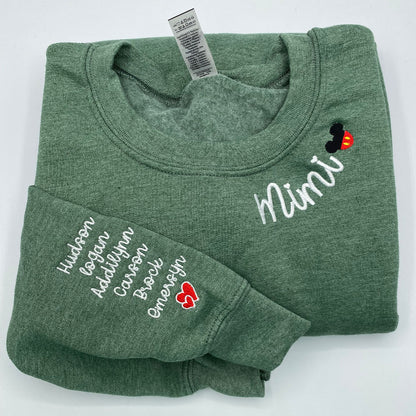 Custom Embroidered Grandmother Sweatshirt Hoodie with Initial Heart on Sleeve, Unique Gift for Grandma