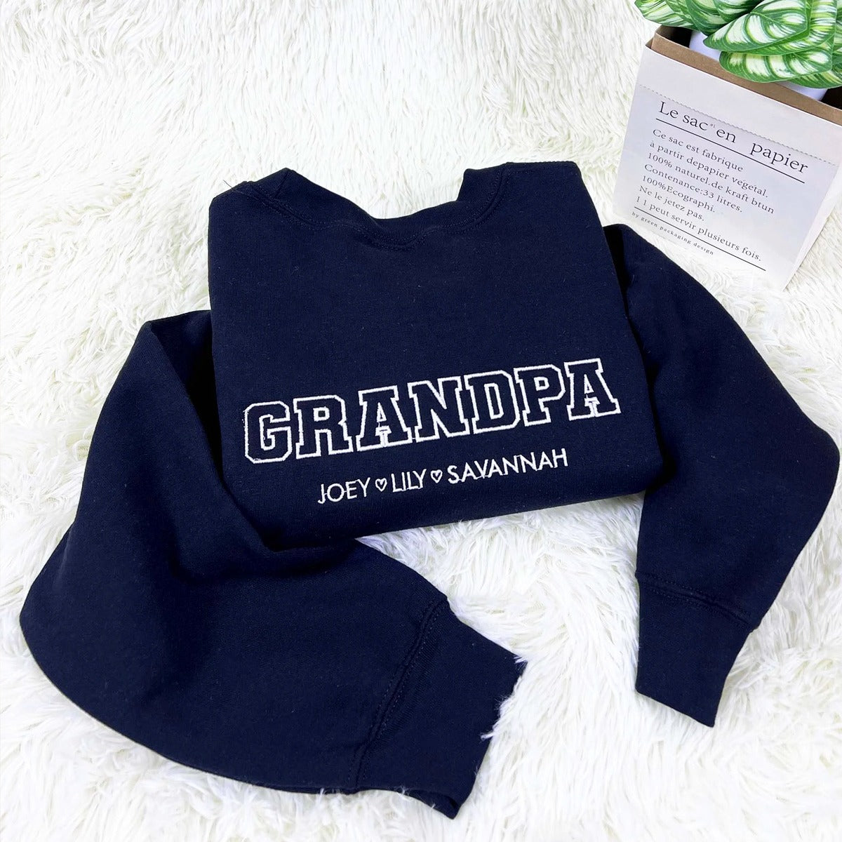 Custom Embroidered Grandpa Sweatshirt Hoodie with Kid Names, Best Gift for Father's Day