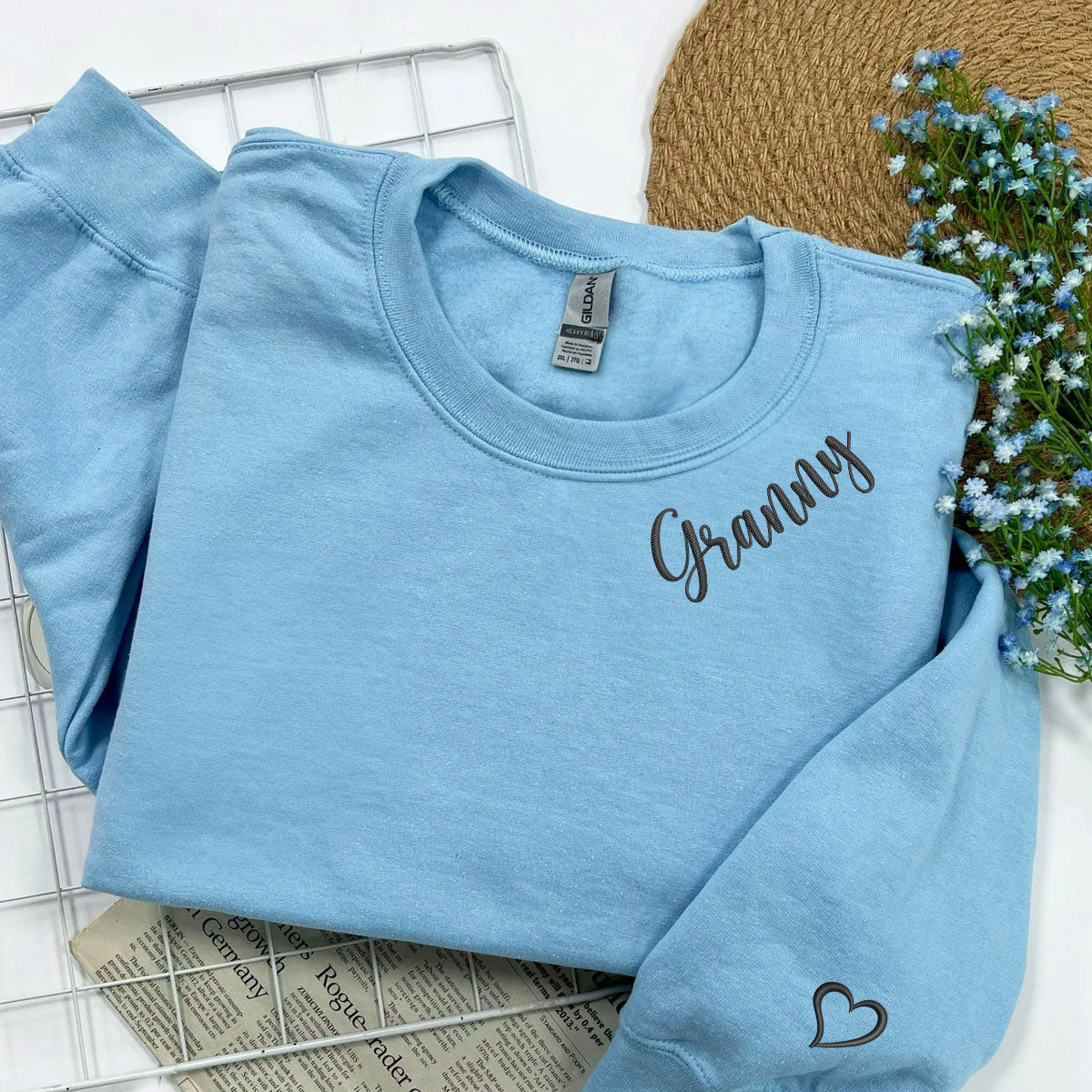 Custom Embroidered Granny Sweatshirt Hoodie with Initial Heart, Mother's Day Gift Ideas for Grandma