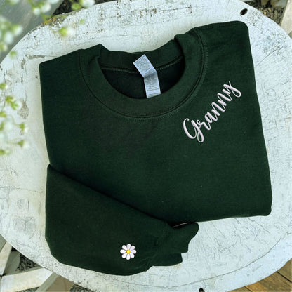 Custom Embroidered Granny Sweatshirt Hoodie with Initial Heart, Mother's Day Gift Ideas for Grandma