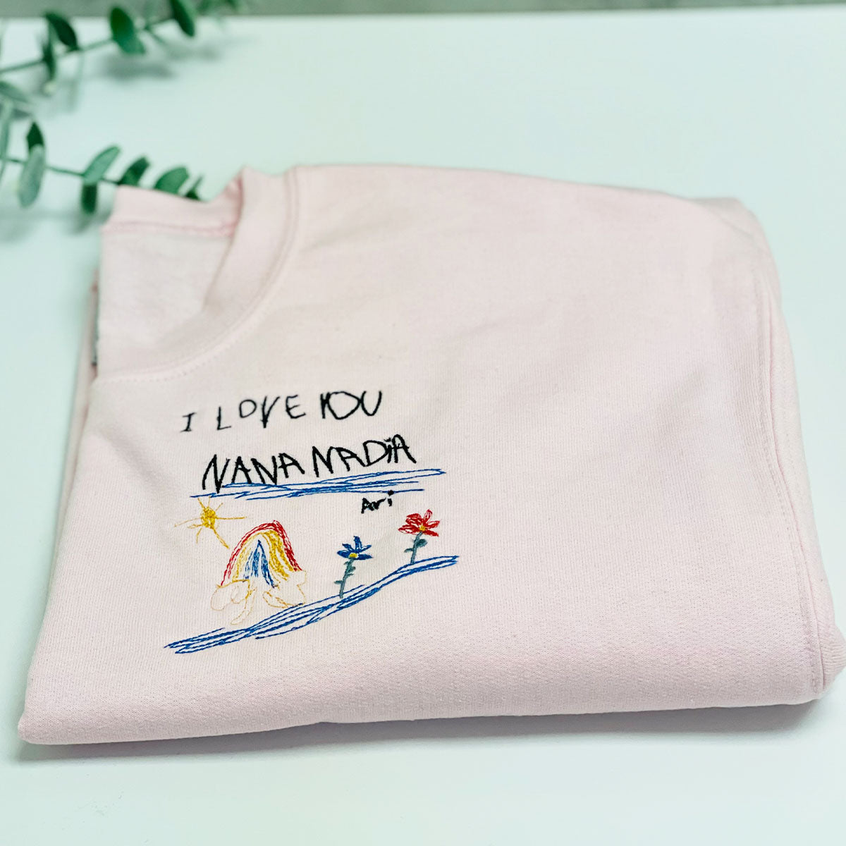 Custom Embroidered Hand Drawing Sweatshirt Hoodie, Save the Memories of Your Child