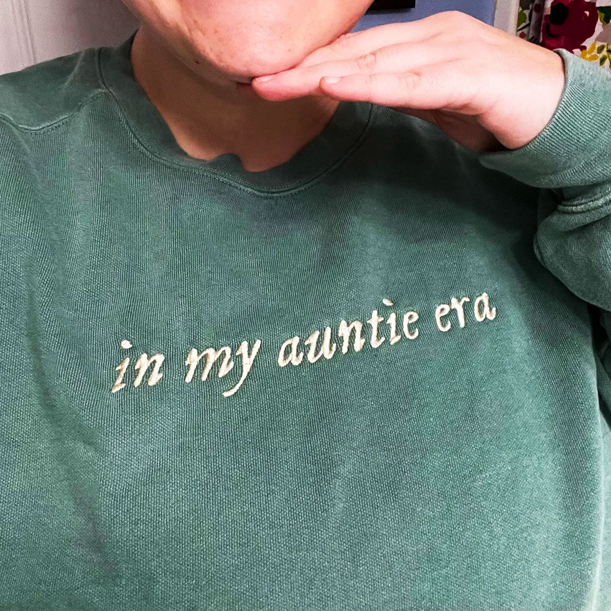 Custom Embroidered In My Auntie Era Sweatshirt