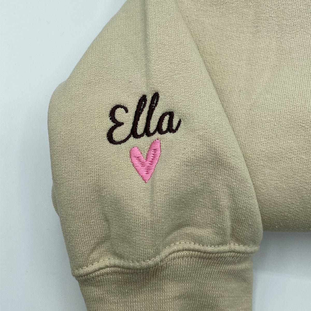 Custom Embroidered Initial Heart Sweatshirt Hoodie on Sleeves, Special Gift for First Date