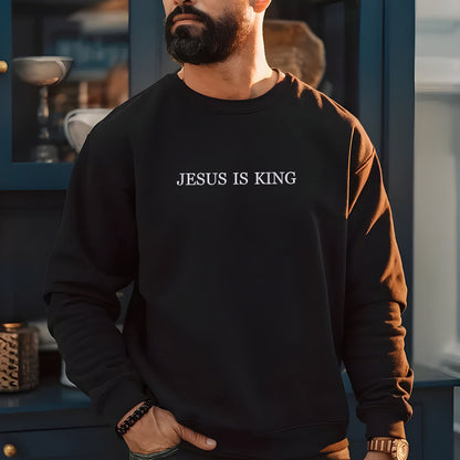 Custom Embroidered Jesus is King Sweatshirt Hoodie with Custom Icon on Sleeve