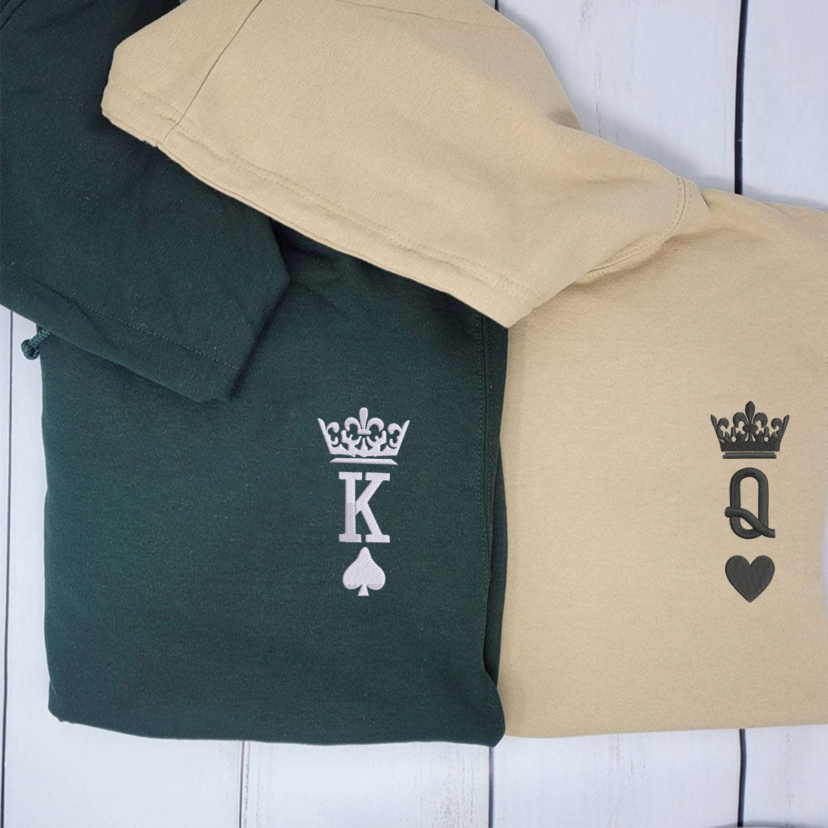 Custom Embroidered King and Queen Sweatshirt Hoodie, Couple Gift  Ideas for Valentine's day