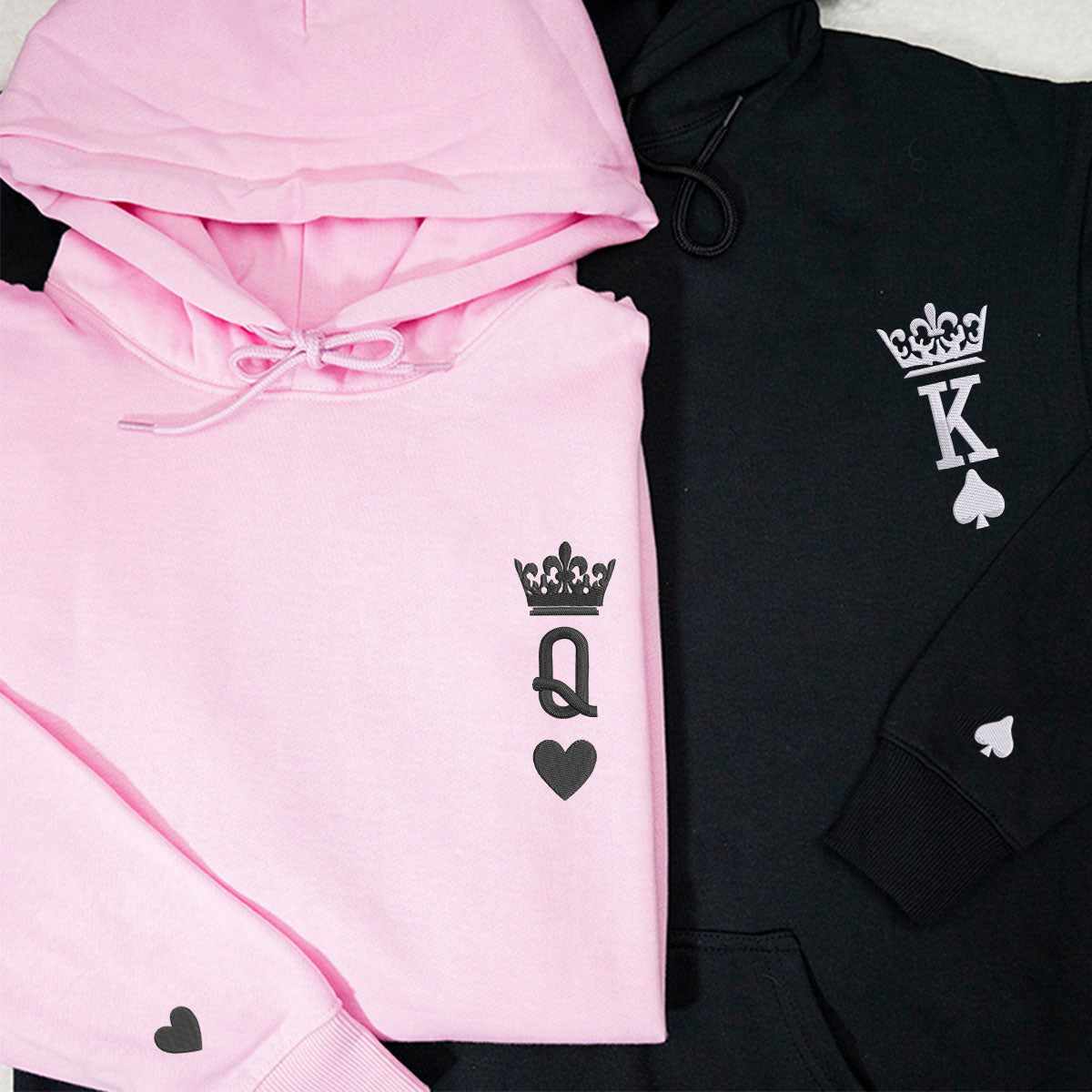 Custom Embroidered King and Queen Sweatshirt Hoodie, Couple Gift  Ideas for Valentine's day