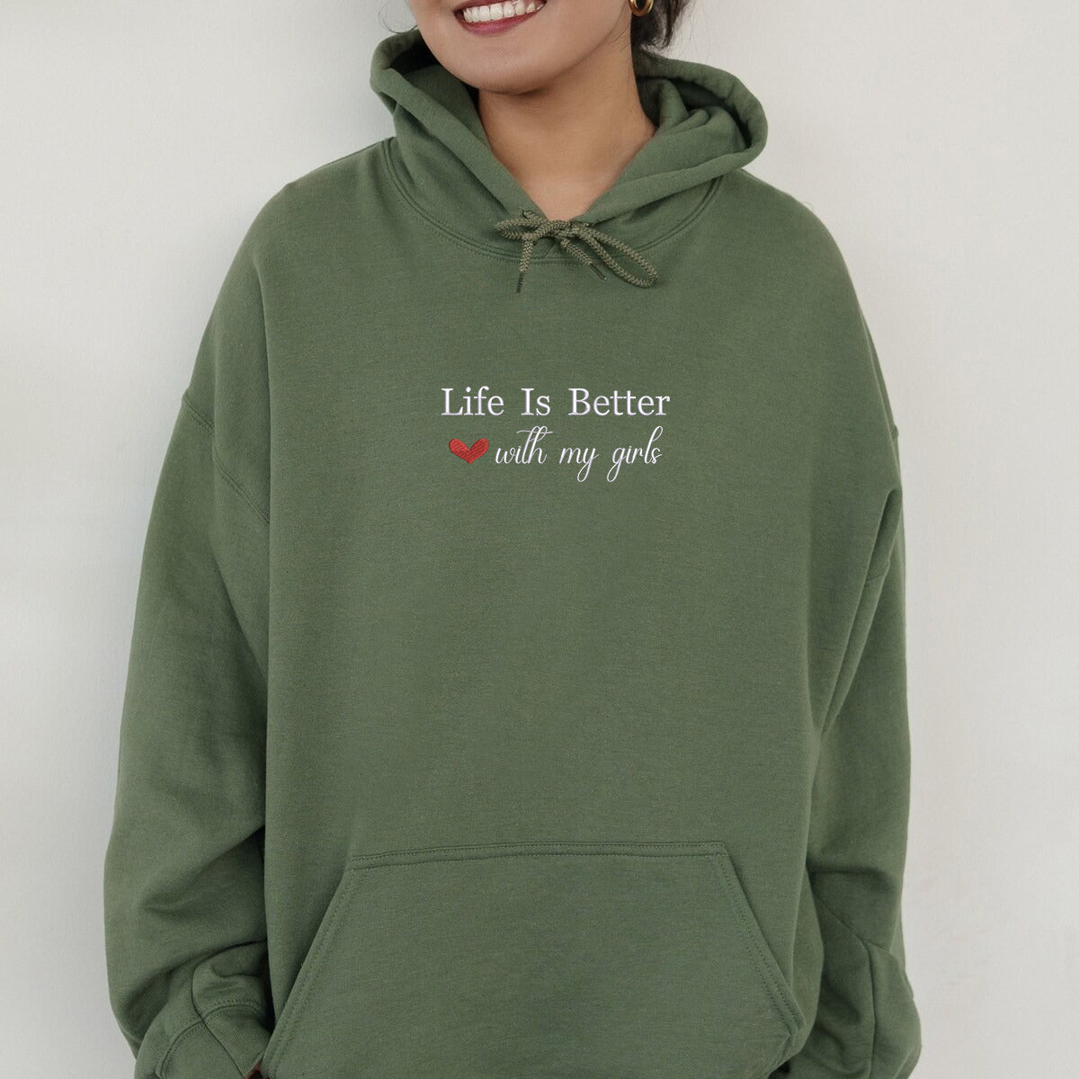 Custom Embroidered Life is Better with My Girls Sweatshirt Hoodie