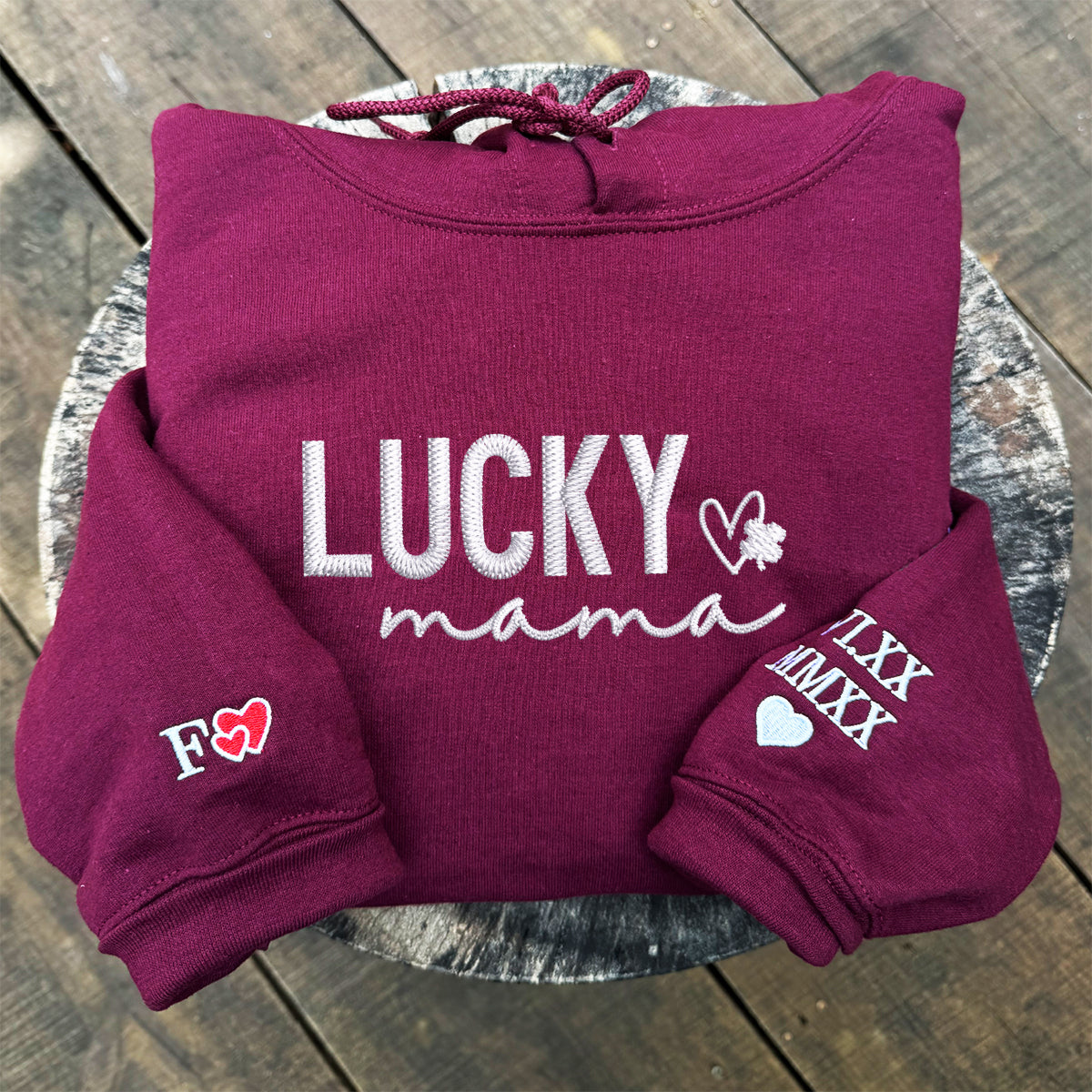 Custom Embroidered Lucky Mama Sweatshirt Hoodie, Best Gift for Mom