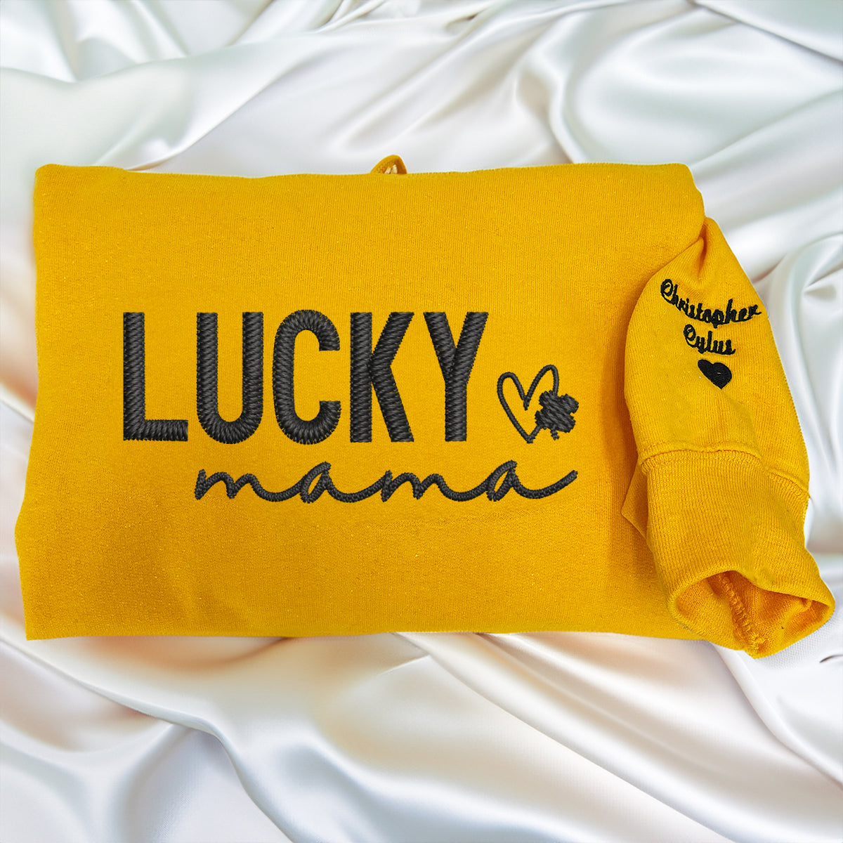 Custom Embroidered Lucky Mama Sweatshirt Hoodie, Best Gift for Mom