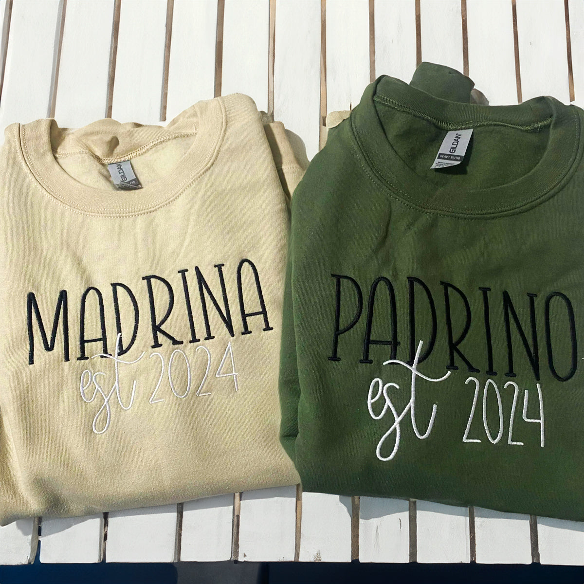 Custom Embroidered Madrina Sweatshirt Hoodie with Names on The Sleeve