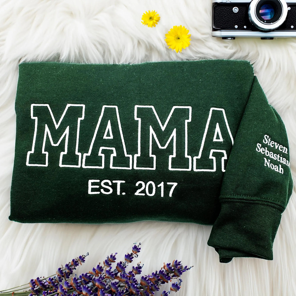 Custom Embroidered Mama Sweatshirt Hoodie with Est Year