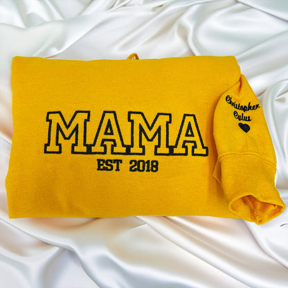 Custom Embroidered Mama Sweatshirt Hoodie with Est Year