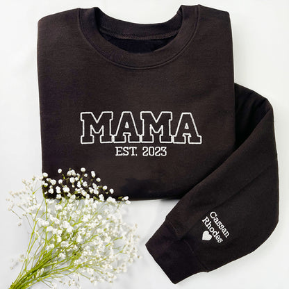 Custom Embroidered Mama Sweatshirt Hoodie with Est Year