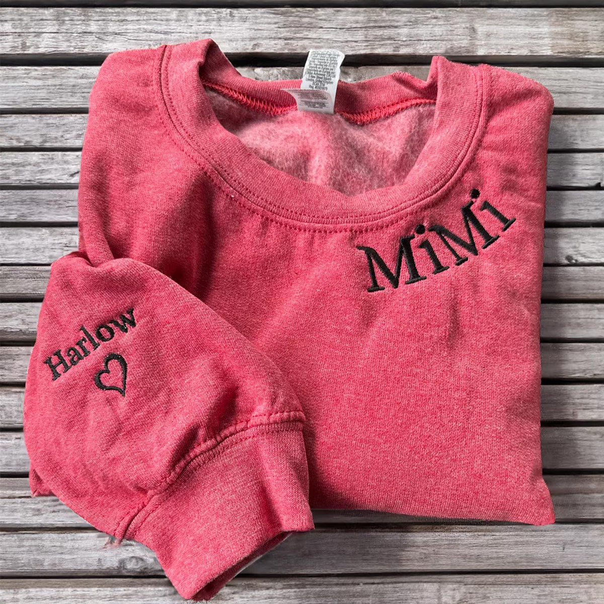 Custom Embroidered Mama Sweatshirt Hoodie with Kids Names on Sleeve