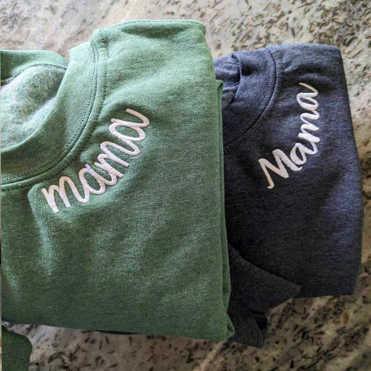 Custom Embroidered Mama Sweatshirt Hoodie with Kids Names on Sleeve