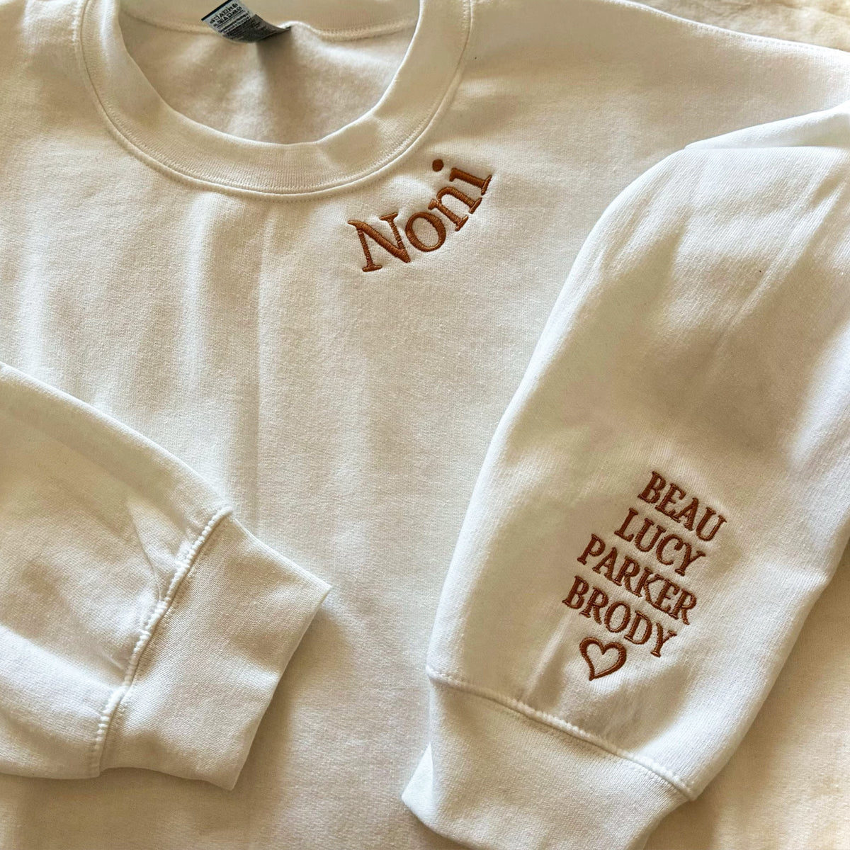 Custom Embroidered Mama Sweatshirt Hoodie with Kids Names on Sleeve