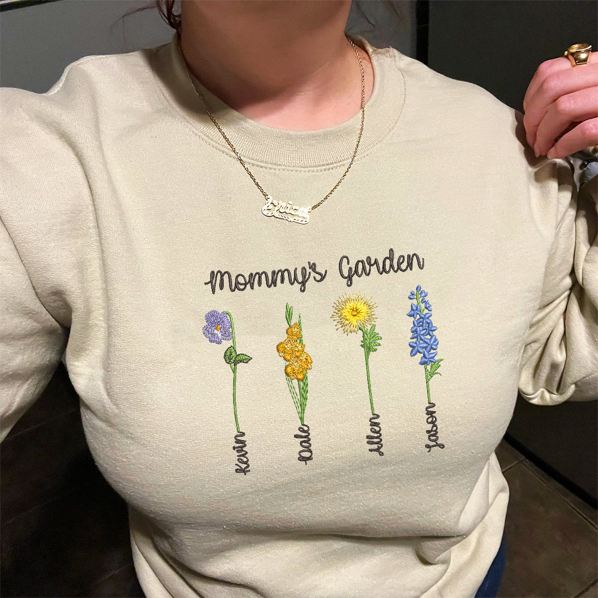 Custom Embroidered Mama's Garden Sweatshirt Hoodie with Names