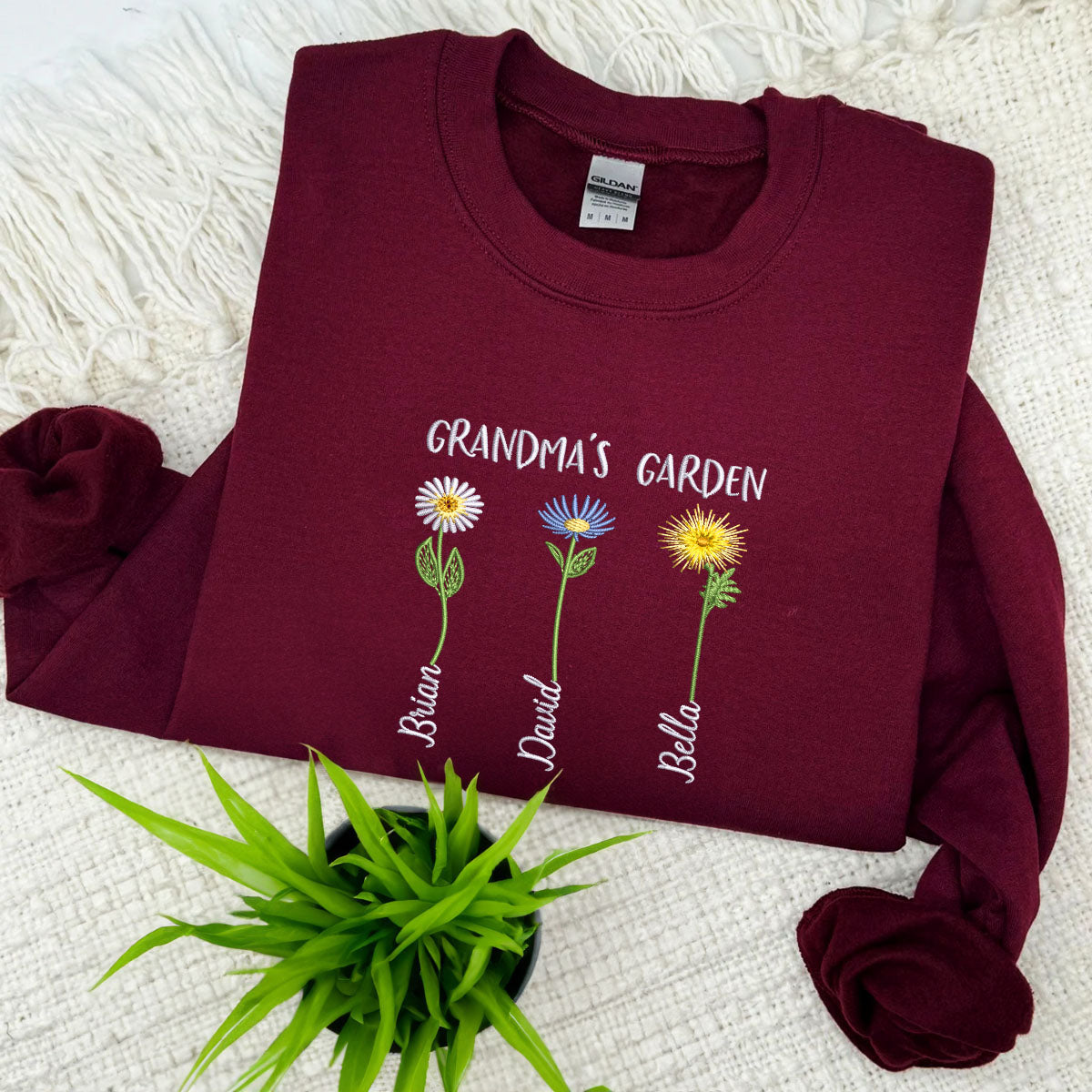 Custom Embroidered Mama's Garden Sweatshirt Hoodie with Names