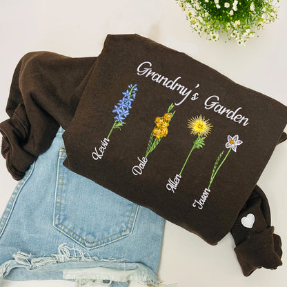 Custom Embroidered Mama's Garden Sweatshirt Hoodie with Names