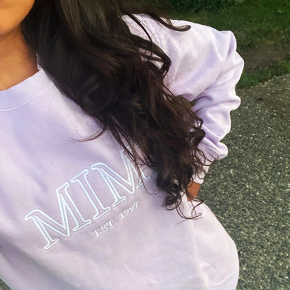 Custom Embroidered Mimi Est Sweatshirt, Best Gift for Grandma