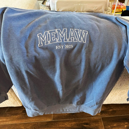 Custom Embroidered Mimi Est Sweatshirt, Best Gift for Grandma