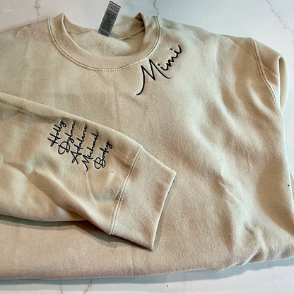 Custom Embroidered Mimi Sweatshirt Hoodie with Kid's Names