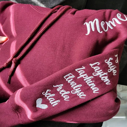 Custom Embroidered Mimi Sweatshirt Hoodie with Kid's Names