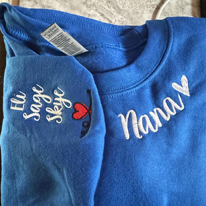 Custom Embroidered Mimi Sweatshirt Hoodie with Kid's Names