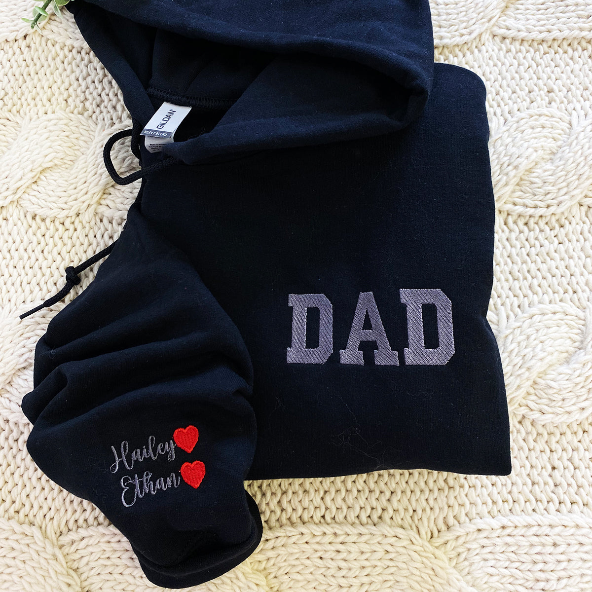 Custom Embroidered Mom and Dad Sweatshirt Hoodie with Est Year, Kids Names