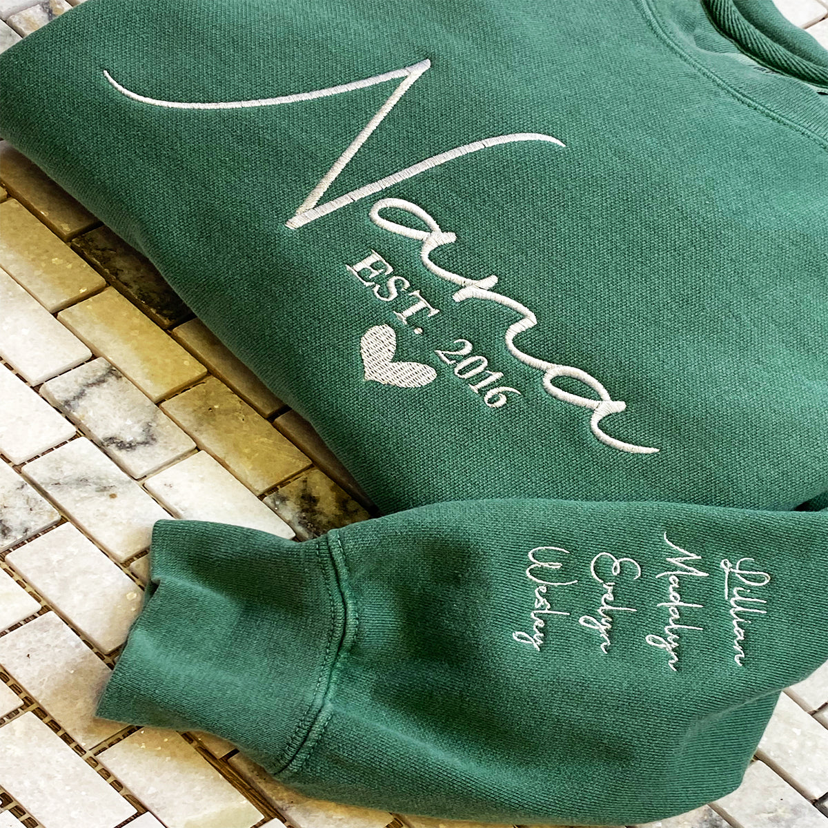 Custom Embroidered Nana Est Sweatshirt, Perfect Gift for Grandma