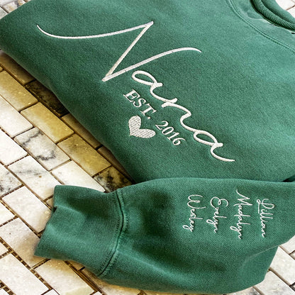 Custom Embroidered Nana Est Sweatshirt, Perfect Gift for Grandma