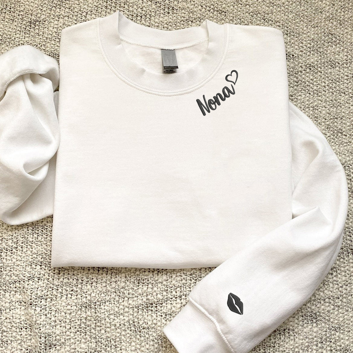 Custom Embroidered Nona Sweatshirt Hoodie with Initial Heart