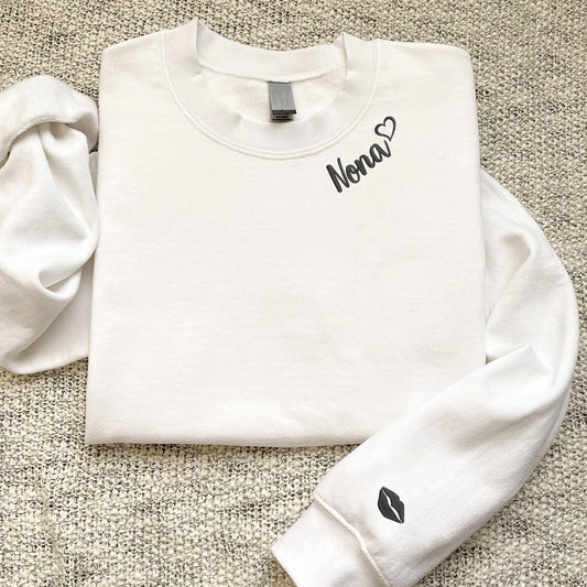 Custom Embroidered Nona Sweatshirt Hoodie with Initial Heart