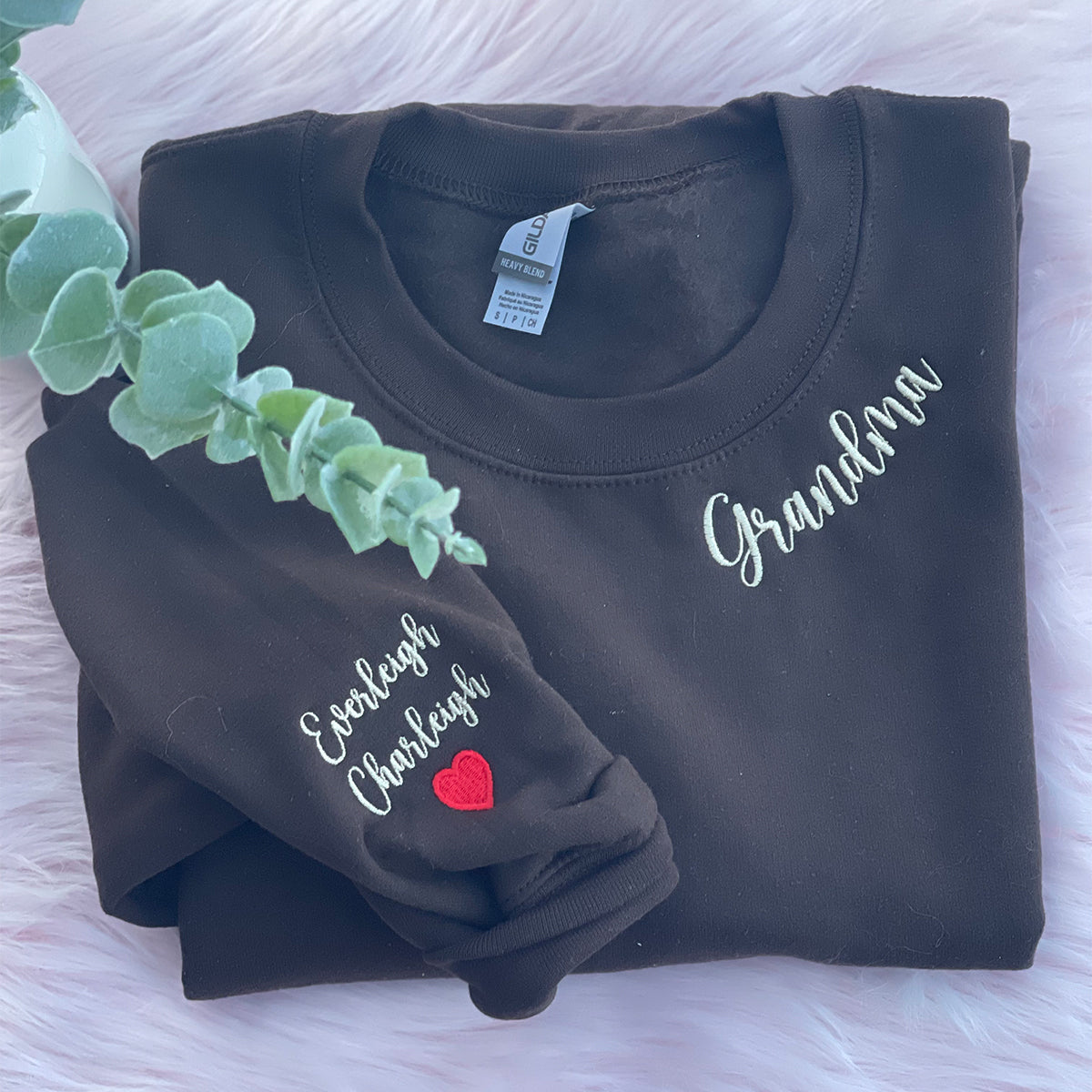 Custom Embroidered Nona Sweatshirt Hoodie with Initial Heart