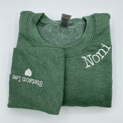 Custom Embroidered Nona Sweatshirt Hoodie with Initial Heart