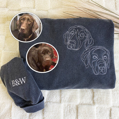 Custom Embroidered Outline Dog Sweatshirt Hoodie Using Your Photo with Dog Name