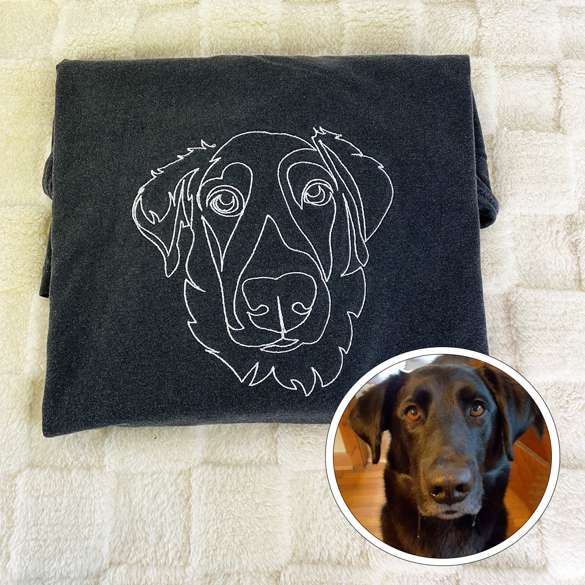 Custom Embroidered Outline Dog Sweatshirt Hoodie Using Your Photo with Dog Name