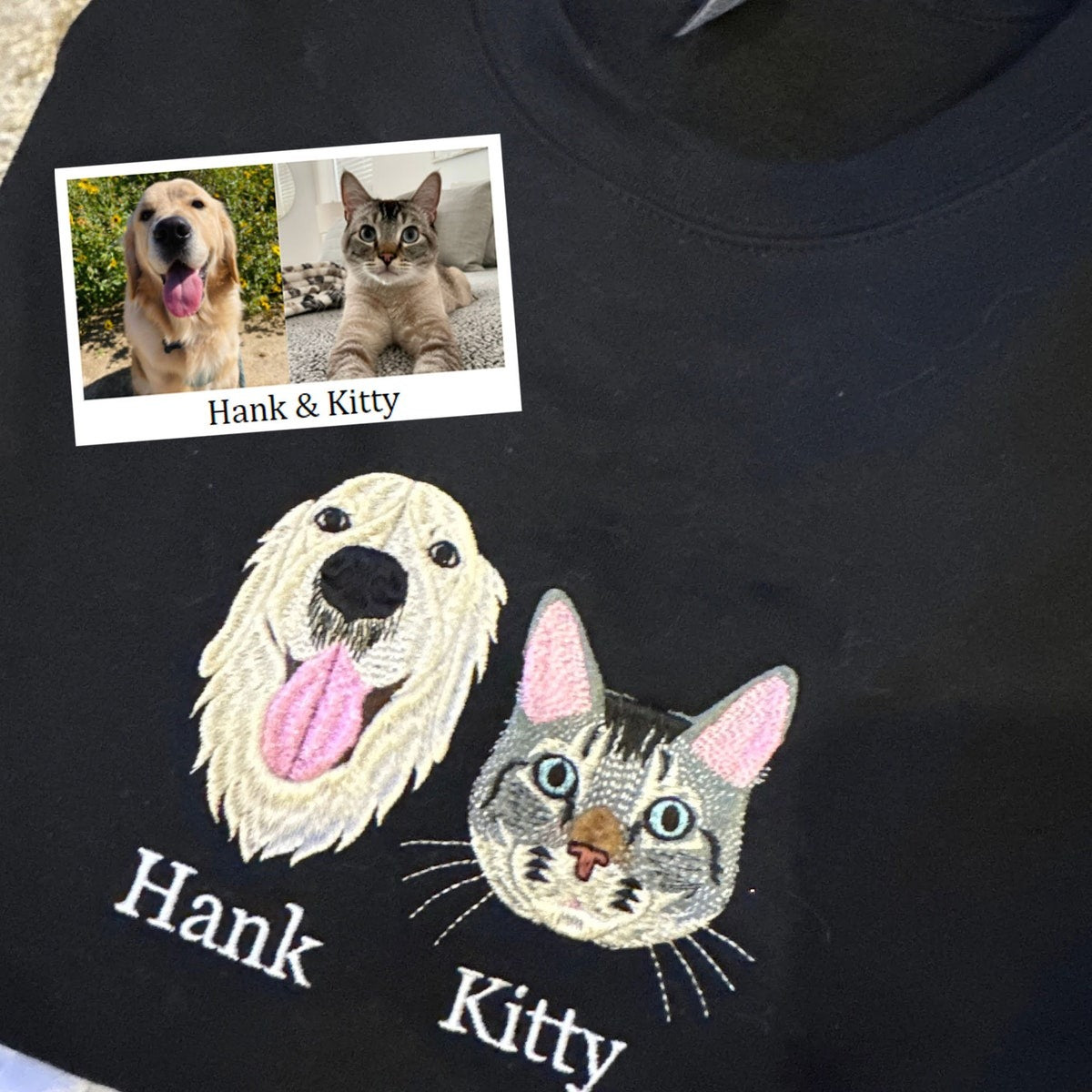 Custom Embroidered Pet Sweatshirt & Hoodie, Personalized Pet Face and Pet Name, Pet Lover Gift