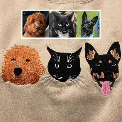 Custom Embroidered Pet Sweatshirt & Hoodie, Personalized Pet Face and Pet Name, Pet Lover Gift