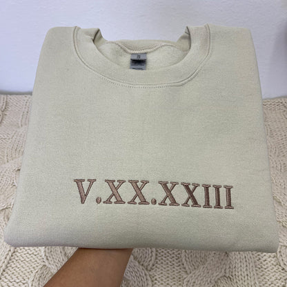 Custom Embroidered Roman Numeral Sweatshirt Hoodie