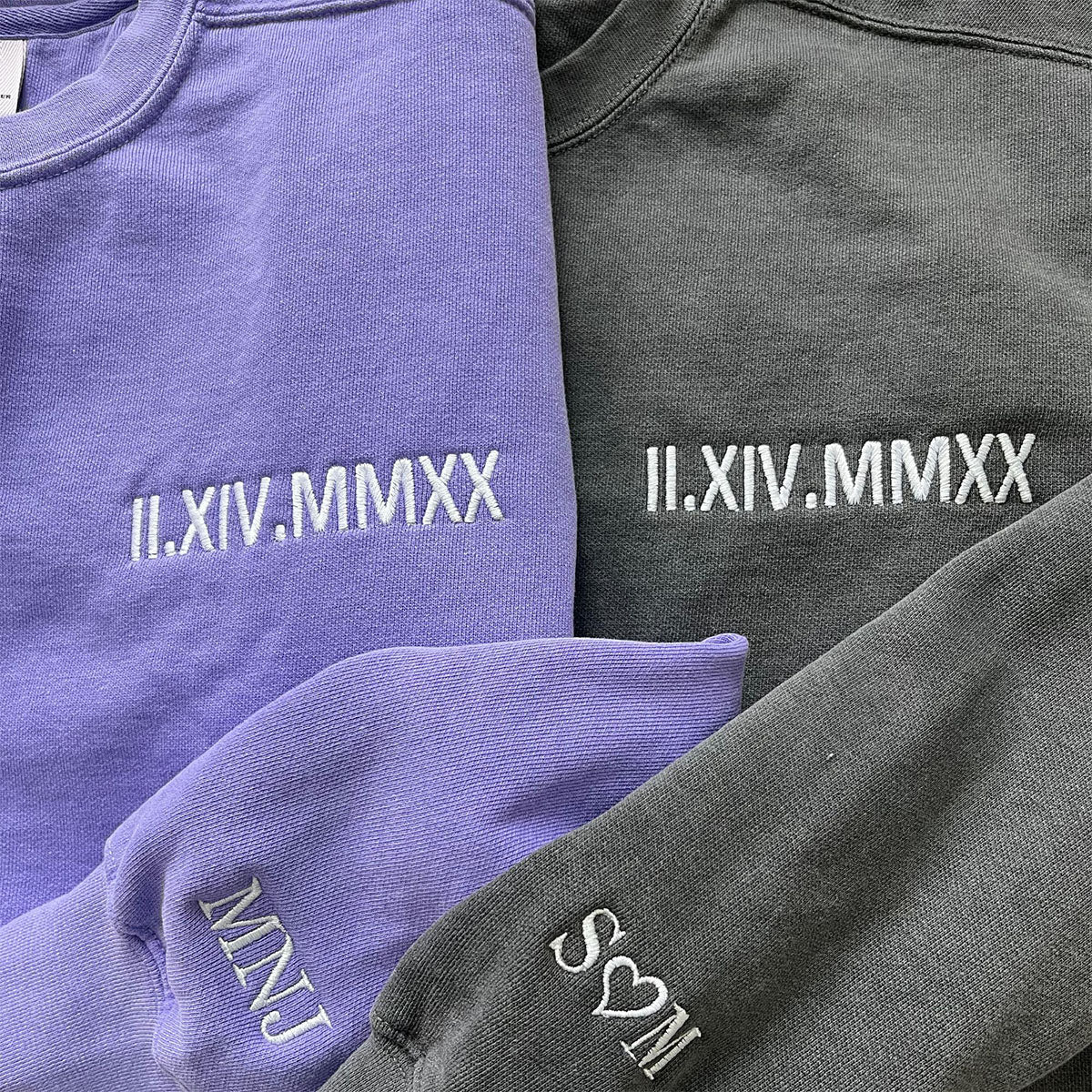 Custom Embroidered Roman Numerals Sweatshirts - Personalized Anniversary Date