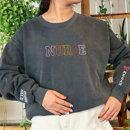 Custom Embroidered Sweatshirts - Personalized Gift for Nurse