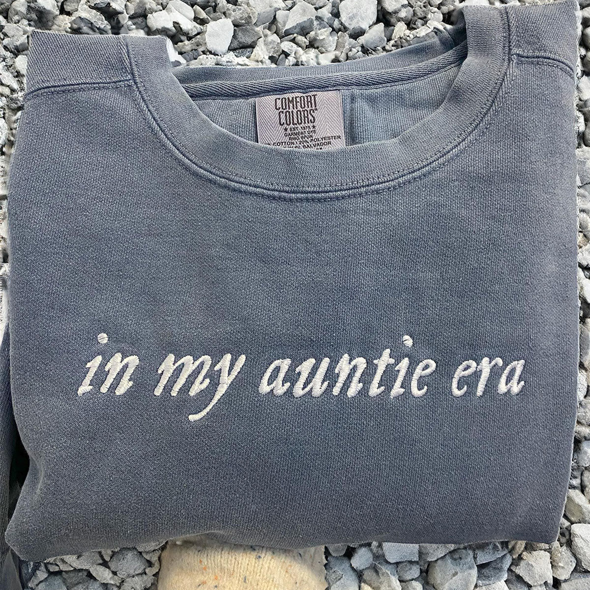 Custom Embroidered Sweatshirts - Personalized In My Auntie Era with Initials Heart on Sleeve