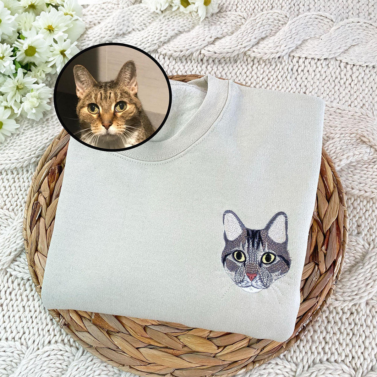 Custom Embroidered Sweatshirts & Hoodies - Personalized Cat Full-Color With Cat's Names