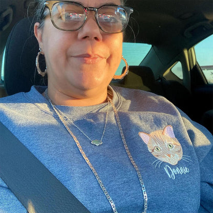 Custom Embroidered Sweatshirts & Hoodies - Personalized Cat Full-Color With Cat's Names